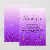 Moderne Paarse glitter - Hartelijk dank Bedankkaart (Voorkant / Achterkant)
