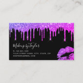 Moderne paarse glitter lippen make-up kunstenaar visitekaartje (Achterkant)