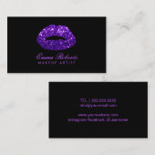 Moderne Paarse glitter lips map artiest Visitekaartje (Voorkant / Achterkant)