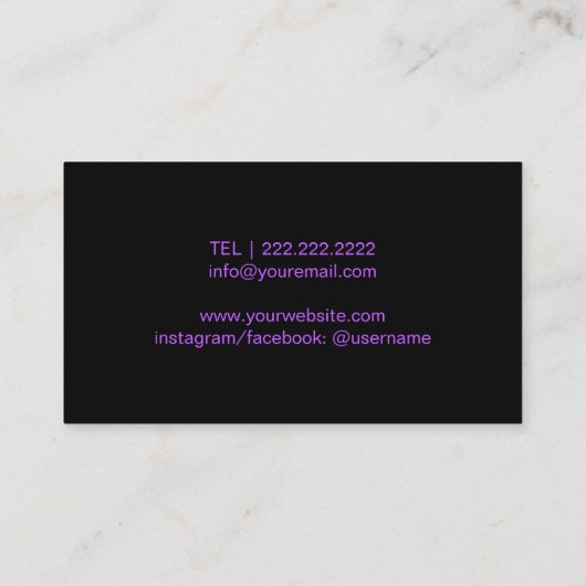 Moderne Paarse glitter lips map artiest Visitekaartje (Achterkant)