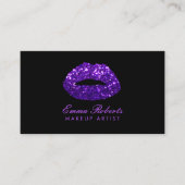 Moderne Paarse glitter lips map artiest Visitekaartje (Voorkant)