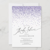 Moderne paarse glitter Meisjes Baby Shower Kaart (Voorkant)