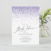 Moderne paarse glitter Meisjes Baby Shower Kaart (Staand voorkant)
