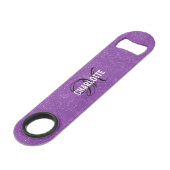 Moderne paarse glitter-monogram, balsleutel speed flessenopener (Voorkant Gekanteld)
