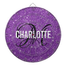Moderne paarse glitter monogram naam dartbord