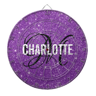 Moderne paarse glitter monogram naam dartbord