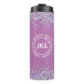 Moderne Paarse Glitter Monogram Stethoscoop Verzus Thermosbeker (Voorkant)