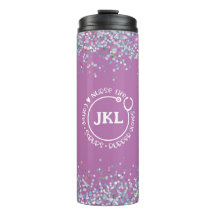 Moderne Paarse Glitter Monogram Stethoscoop Verzus