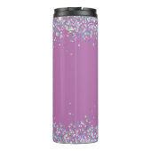 Moderne Paarse Glitter Monogram Stethoscoop Verzus Thermosbeker (Achterkant)
