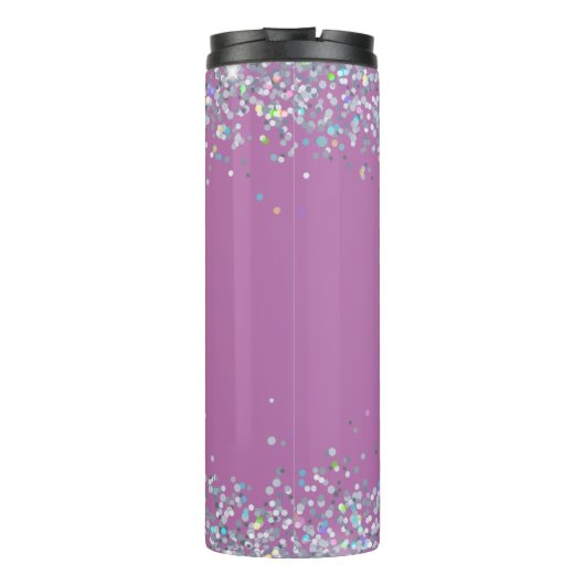 Moderne Paarse Glitter Monogram Stethoscoop Verzus Thermosbeker (Achterkant)