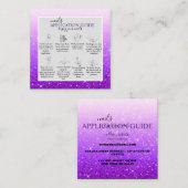 Moderne Paarse Glitter Nail Application Guide Vierkante Visitekaartje (Voorkant / Achterkant)