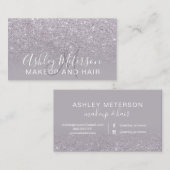 Moderne paarse glitter ombre hair makeup monogram visitekaartje (Voorkant / Achterkant)