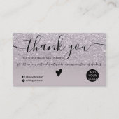 Moderne paarse glitter ombre orde bedankt visitekaartje (Voorkant)