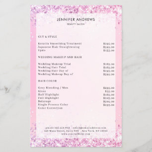 Moderne Paarse Glitter Paarse Salon Prijslijst Flyer