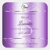 Moderne Paarse Glitter Product Labels monogram Log (Voorkant)