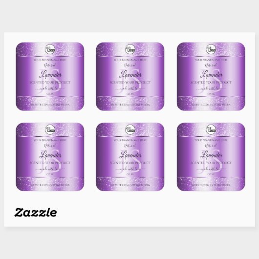 Moderne Paarse Glitter Product Labels monogram Log (Vel)