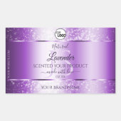 Moderne Paarse Glitter Product Labels monogram Log (Voorkant)