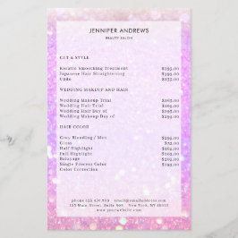 Moderne Paarse Glitter Salon Prijslijst Flyer