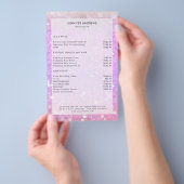 Moderne Paarse Glitter Salon Prijslijst Flyer (Hand)