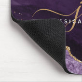 Moderne Paarse Glitter Script-monogram voor Agate  Muismat (Hoek)