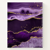 Moderne Paarse Glitter Script-monogram voor Agate  Notitieboek (Achterkant)