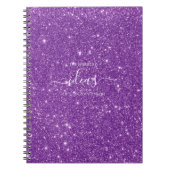 Moderne paarse glitter scriptnaam notitieboek (Voorkant)