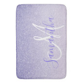 Moderne Paarse Glitter Sparkles Personated Name Badmat (Voorkant Verticaal)