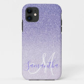 Moderne Paarse Glitter Sparkles Personated Name Case-Mate iPhone Case (Achterkant)