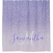 Moderne Paarse Glitter Sparkles Personated Name Douchegordijn (Voorkant)