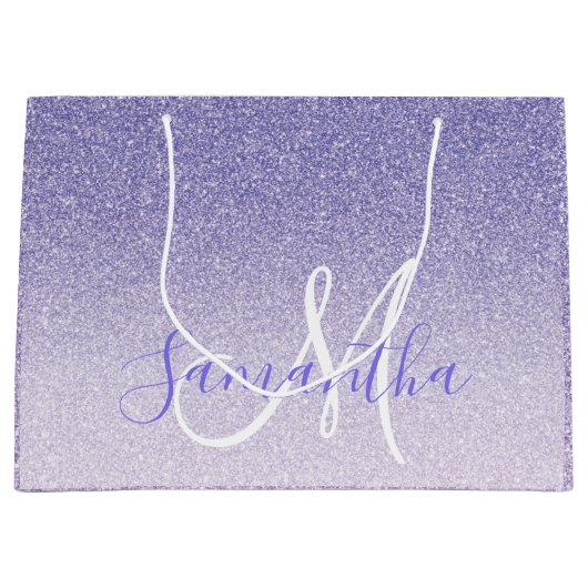 Moderne Paarse Glitter Sparkles Personated Name Groot Cadeauzakje (Voorkant)