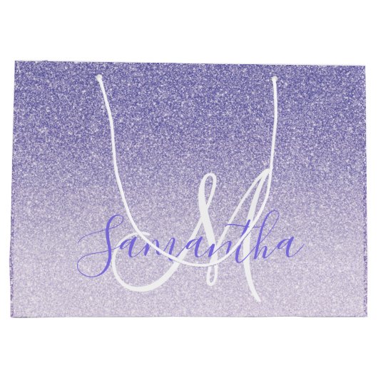 Moderne Paarse Glitter Sparkles Personated Name Groot Cadeauzakje (Achterkant)
