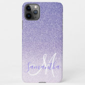 Moderne Paarse Glitter Sparkles Personated Name iPhone Hoesje (Achterkant)