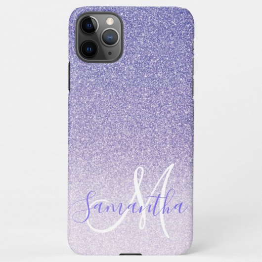 Moderne Paarse Glitter Sparkles Personated Name iPhone Hoesje (Achterkant)