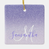 Moderne Paarse Glitter Sparkles Personated Name Keramisch Ornament (Voorkant)