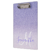 Moderne Paarse Glitter Sparkles Personated Name Klembord (Links)