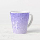 Moderne Paarse Glitter Sparkles Personated Name Latte Mok (Rechterhoek)