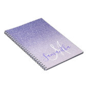 Moderne Paarse Glitter Sparkles Personated Name Notitieboek (Rechterzijde)
