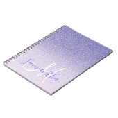 Moderne Paarse Glitter Sparkles Personated Name Notitieboek (Linkerzijde)