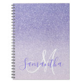 Moderne Paarse Glitter Sparkles Personated Name Notitieboek (Voorkant)