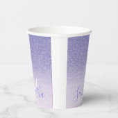 Moderne Paarse Glitter Sparkles Personated Name Papieren Bekers (Rechts)