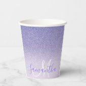 Moderne Paarse Glitter Sparkles Personated Name Papieren Bekers (Voorkant)
