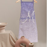 Moderne Paarse Glitter Sparkles Personated Name Schort<br><div class="desc">Moderne Paarse Glitter Sparkles Personated Name</div>
