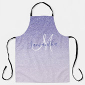 Moderne Paarse Glitter Sparkles Personated Name Schort (Voorkant)