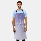 Moderne Paarse Glitter Sparkles Personated Name Schort (Gedragen)