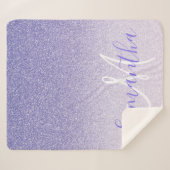 Moderne Paarse Glitter Sparkles Personated Name Sherpa Deken (Voorkant (horizontaal))