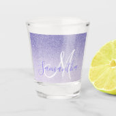 Moderne Paarse Glitter Sparkles Personated Name Shot Glas (Voorkant)