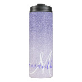 Moderne Paarse Glitter Sparkles Personated Name Thermosbeker (Voorkant)