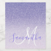 Moderne Paarse Glitter Sparkles Personated Name Wijn Etiket (Enkel label)