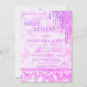Moderne Paarse glitter Swer 16 Save The Date (Voorkant)