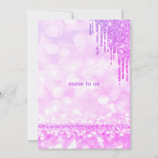 Moderne Paarse glitter Swer 16 Save The Date (Achterkant)